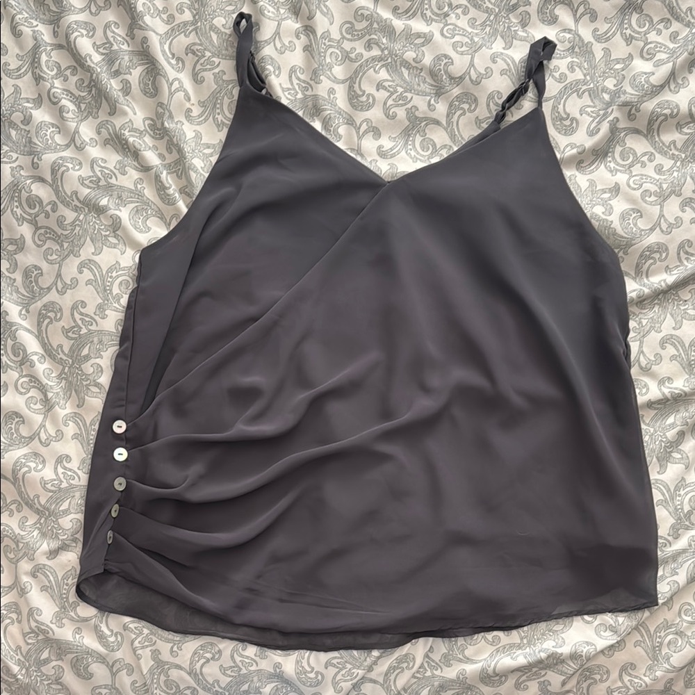 Zenana Outfitters Gray Asymmetrical Buttoned Camisole